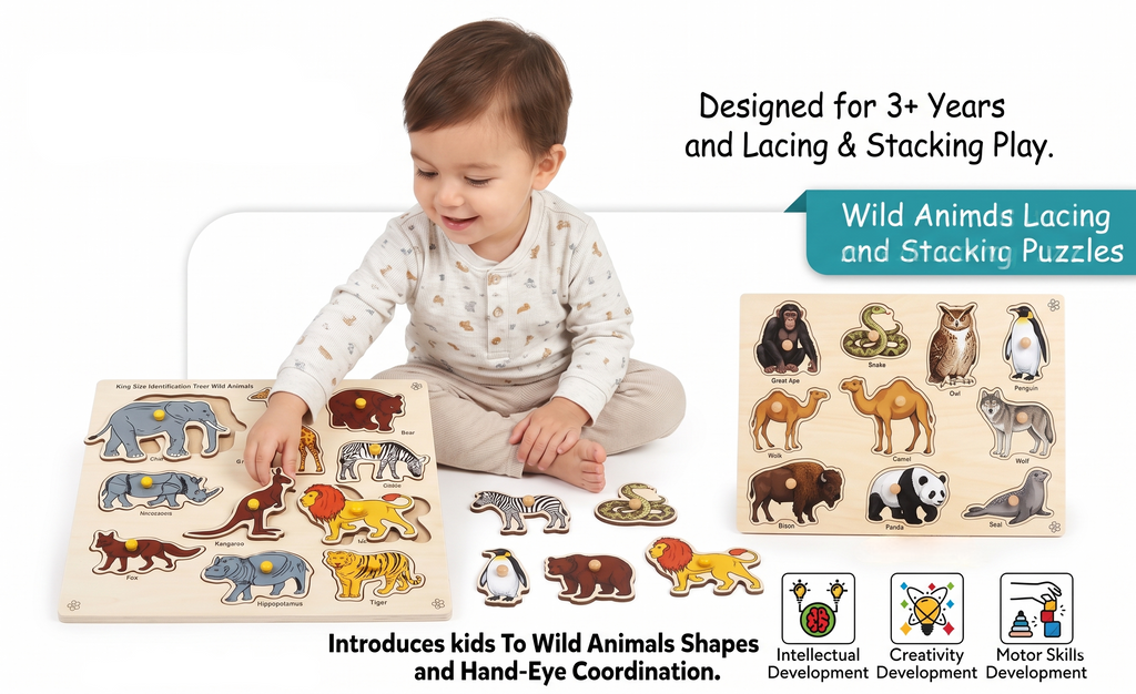 Wild Animals Lacing & Stacking Puzzles