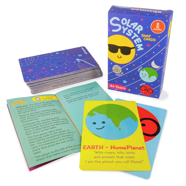 Solar System snap cards with colorful packaging and cards on a white background
