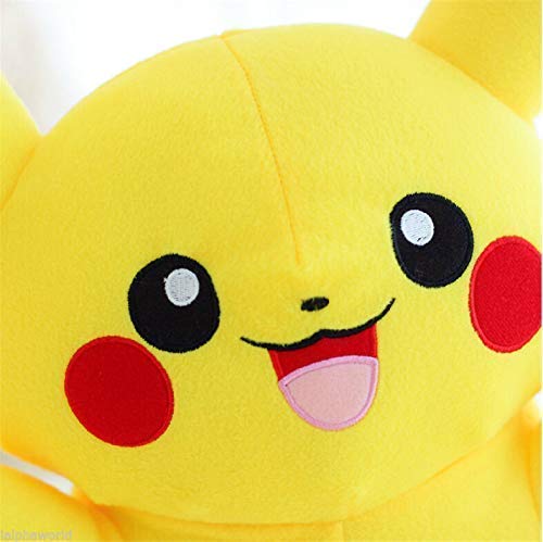 Close-up of a yellow plush toy with black eyes and red cheeks