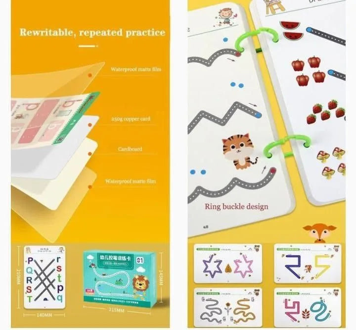 Educational cards with animal illustrations and text on a yellow background